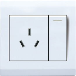【明裝開關,一帶16A插座,墻壁開關】價格,廠家,圖片,電工開關,溫州市龍灣天河鴻強電器廠-